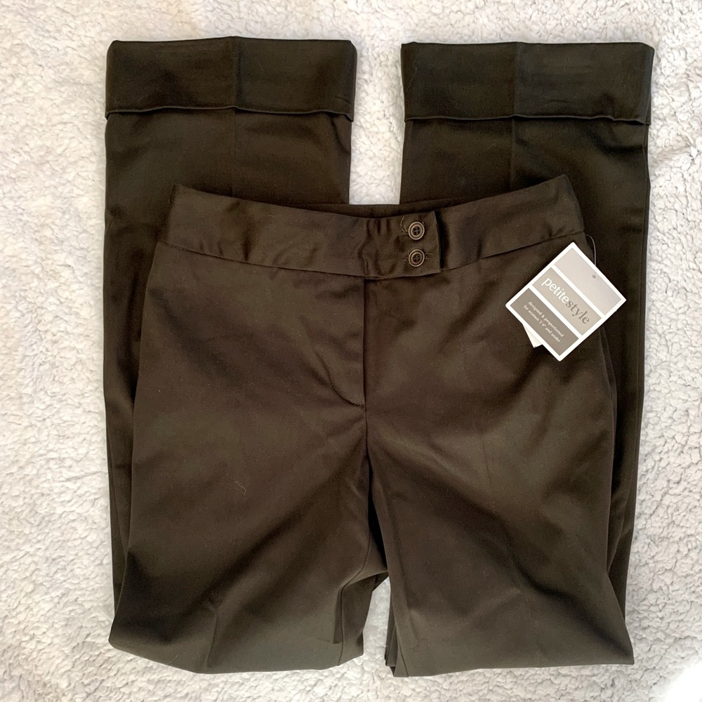 Cuffed Pleated Trousers Pants Olive Green 4P